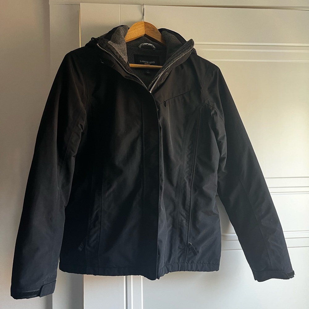 Lands' End Squall Series Women's Black Hooded Ski Jacket